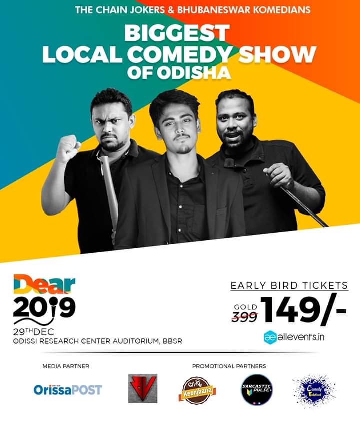 Bbsrkomedians's tweet photo. Event : Biggest auditorium comedy show by local artists
Name : Dear 2019 - Year Round Up Show
By : BK + The Chain Jokers + Rock N LoL
Date : 29.12.2019
Venue : Odishi Research Center, XIMB
3 comedy groups come together to organize the biggest New Year's Eve show. Come join us! https://t.co/hduBEYvzot