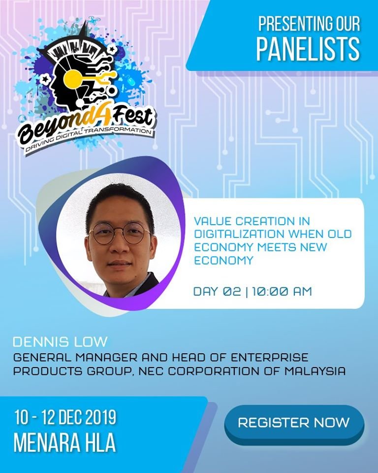 Beyond4Tech's tweet photo. Learn about Value Creation in Digitalization when Old Economy Meets New Economy at Beyond4Fest 2019
Make your free reservation from our limited seats now! https://t.co/YMZiVUzy6e https://t.co/Rplq08Rzzl