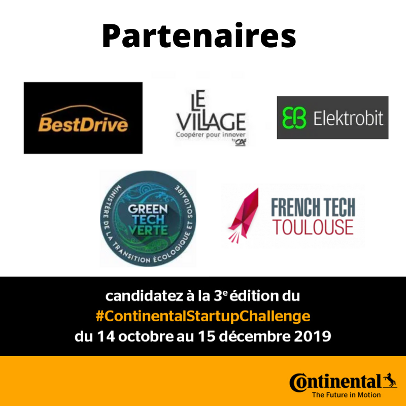 Continental_fr's tweet photo. Le #ContinentalStartupChallenge, c'est aussi un réseau
de partenaires acteurs de l'innovation qui soutiennent les projets des #startups !

Merci à @BestDriveFrance @LeVillageByCA @EB_Automotive @GreenTechVerte @FrenchTech_Tlse ! 

https://t.co/TreGFZOGtp https://t.co/r9HgT4rpvC
