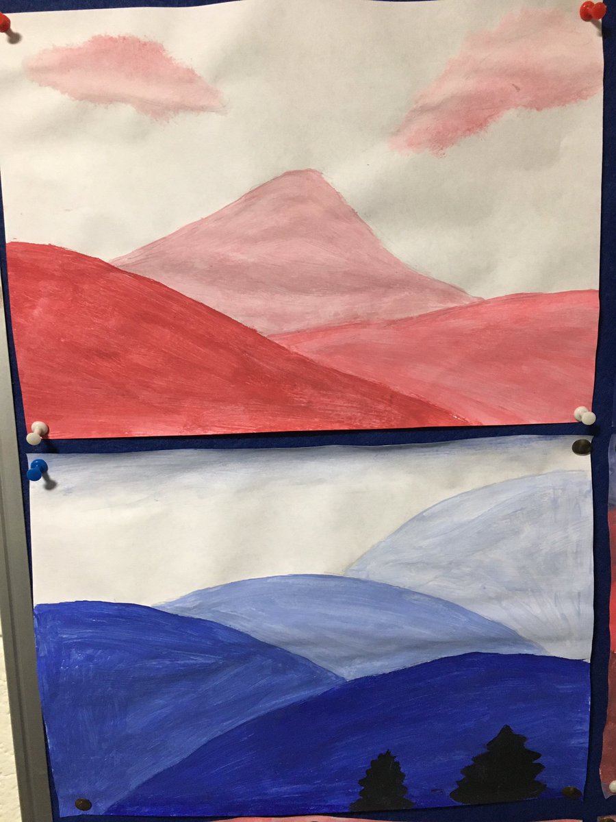 DunneClass's tweet photo. Experimenting with winter scenes, atmospheric perspective and warm/cold shades #art #paint @followstannes https://t.co/IGm5S9Mt49