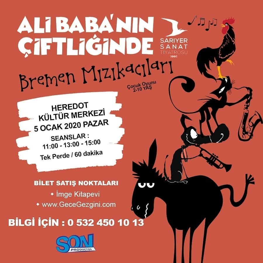 Ali Baba'nın Çiftliğini kötü baranun elinden kurtarmaya çalışan Bremen Mızıkacıları 5 Ocak Pazar Bodrum Heredot Kültür Merkezi'nde... Haydi çocuklar tutun büyüklerinizin elinden getirin... Bekliyoruz...💁‍♀️💁‍♂️🥰