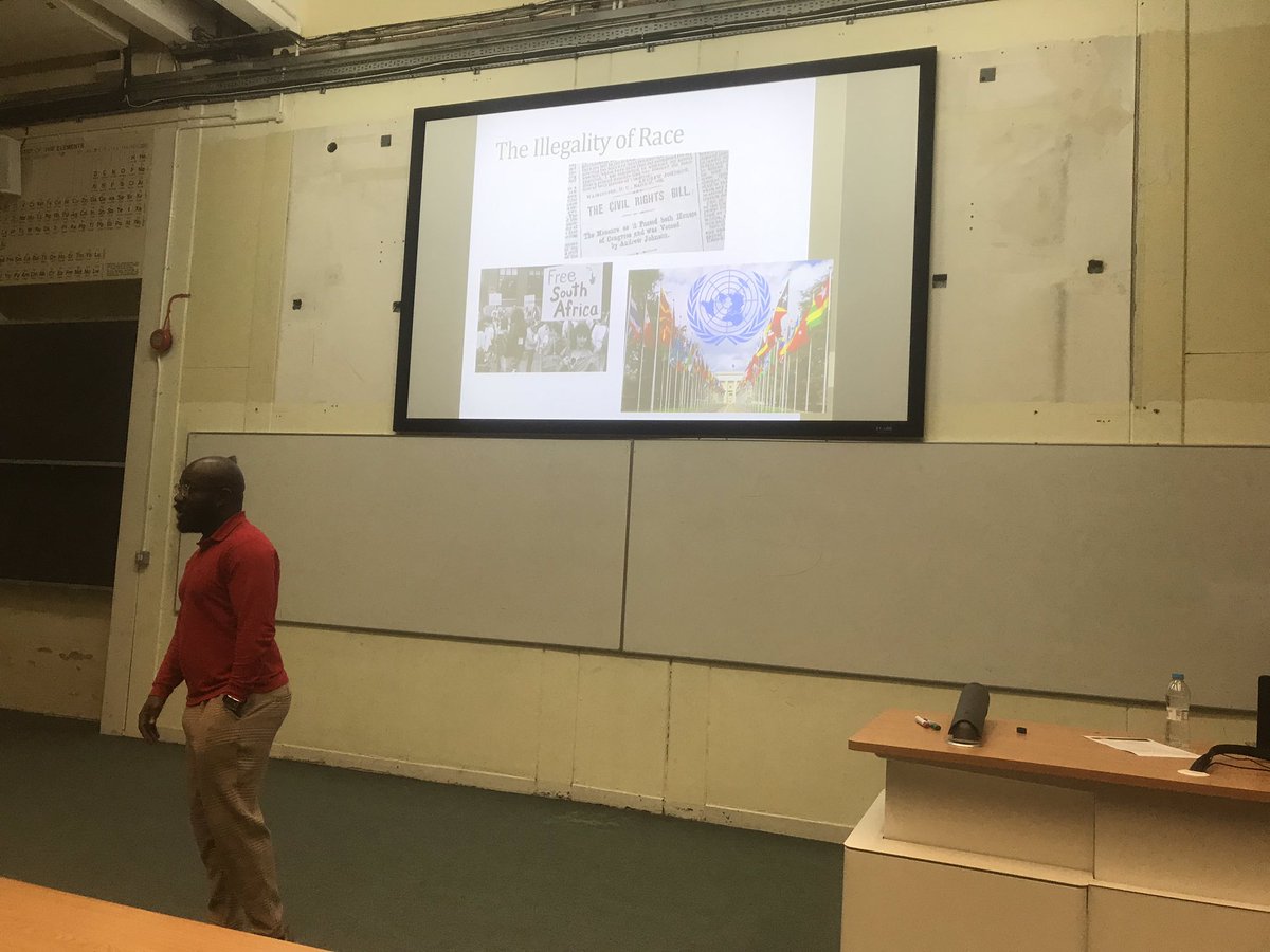 Delighted to host <a href="/KojoKoram/">Kojo Koram</a> yesterday at the first of our School of Law and Social Science lecture series. Students (and staff!) captivated by Kojo’s systematic critical analysis of drugs, international law and the global colour line.