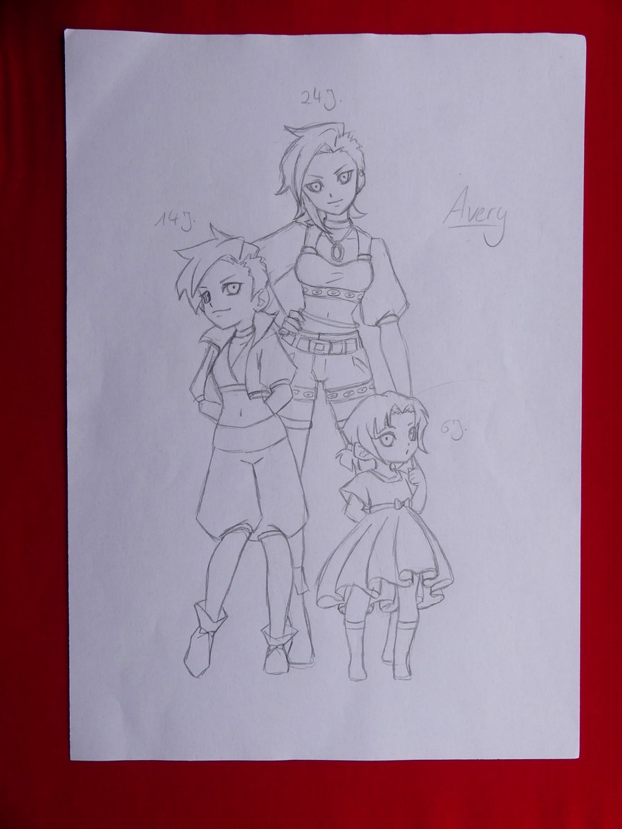 DeadLineKarasu's tweet photo. Diesmal kein fertiges Bild, aber zumindest die Skizze ist fertig. Avery mit 6 Jahren, 14 Jahren und 24 Jahren. https://t.co/e4XupWEhKi