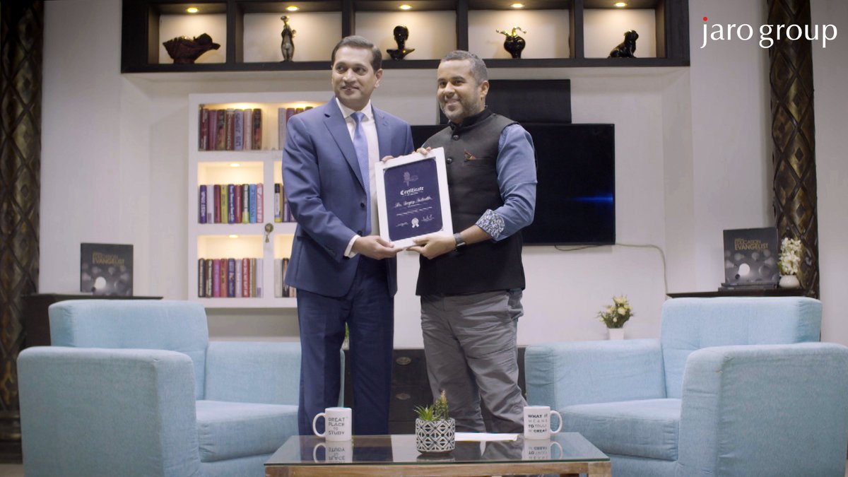 jaroeducation's tweet photo. Dr. Sanjay Salunkhe, CEO, #JaroGroup awarded “Education Evangelist of India 2019” by Mr. Chetan Bhagat.

#Education #Award #Edtech #ForbesIndia https://t.co/aowB8VsAhZ