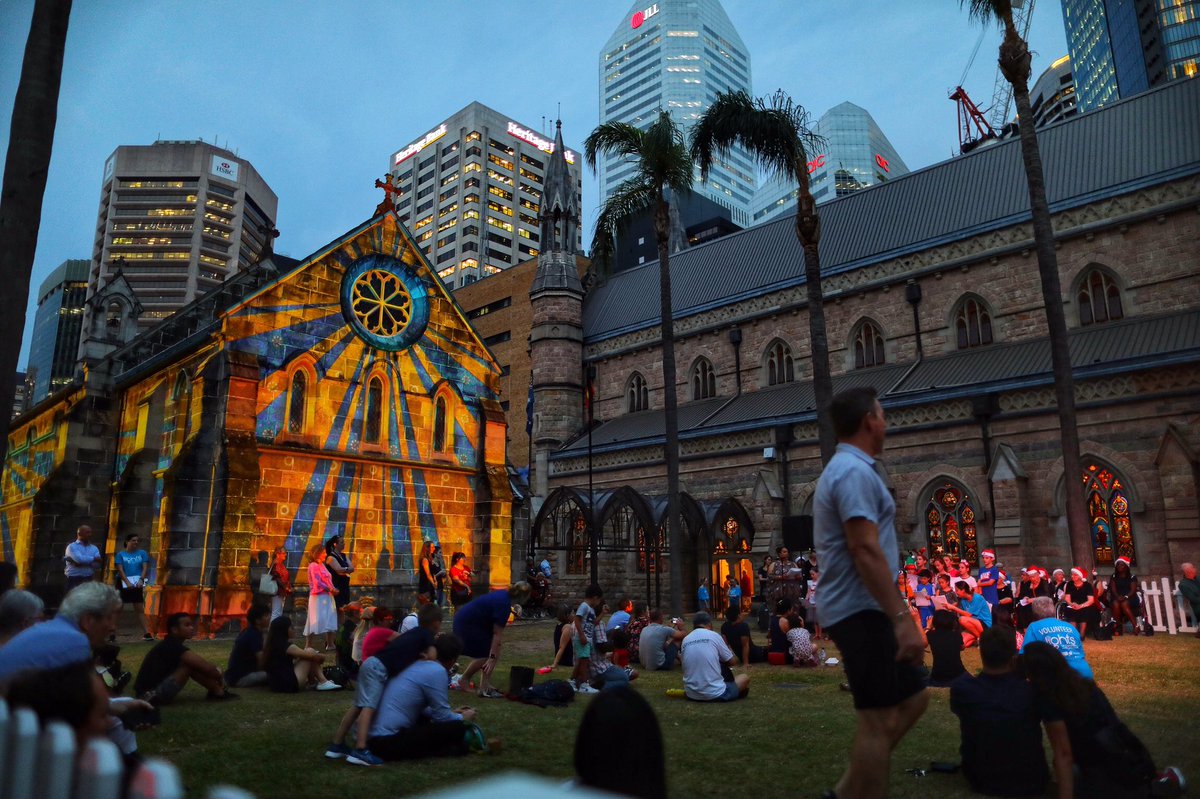 a_palaszczuk's tweet photo. The spectacular Lights of Christmas at St Stephen’s Cathedral in Brisbane City https://t.co/ZrDpL3LktT