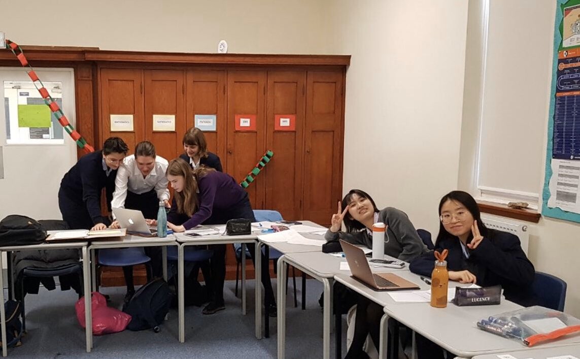 RMSmaths's tweet photo. Year 12 team busy with and enjoying success with final Ritangle problems today! Amazing teamwork. @RMSmaths proud. #ReflectOn https://t.co/f0IisdRNO3