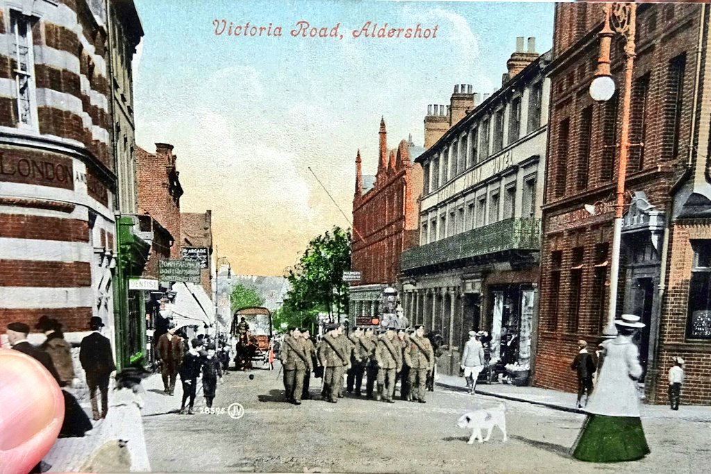 Firesnapper999's tweet photo. #WindowInTime Always on the lookout for old poscards to create this shots, I really should choose cheaper hobbies 🤗 Union Street & Victoria Road #Aldershot #LocalHistory https://t.co/e7kx4o56ji