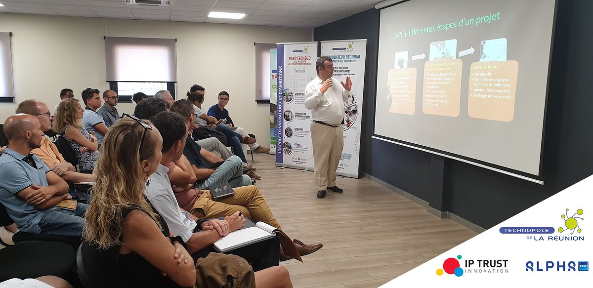 Technopole_974's tweet photo. 🤓 C'est parti pour la Conférence : "L'enjeu stratégique de la Propriété Intellectuelle" 💡 avec M. Pierre BREESÉ ! ➡ Jusqu'à 12h00 à #AlphaTech, espace technopolitain du parc #Techsud https://t.co/Shkok1Ww4c