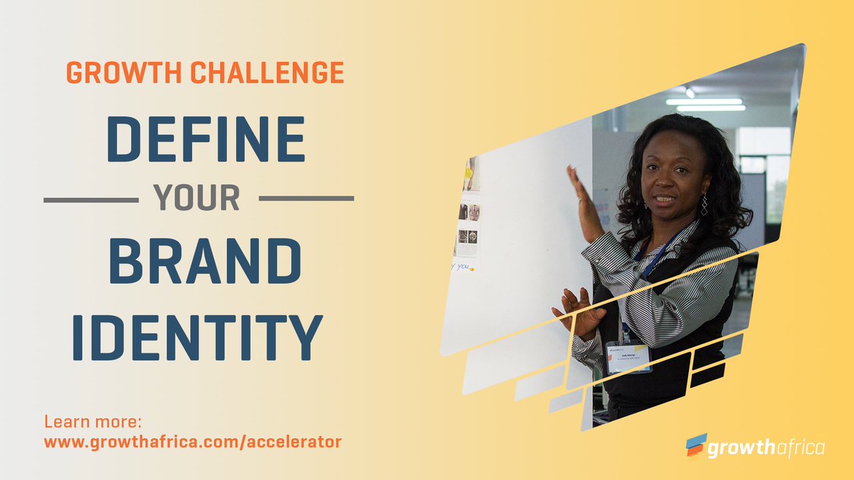 GrowthAfrica's tweet photo. CHALLENGE OF THE WEEK: DEFINE YOUR BRAND IDENTITY
With so many businesses trying to make a name for themselves, having a strong brand is key if you want your business to stand out among competitors.

#WeAccelerateAfrica #Entrepreneur #BusinessAccelerator #GrowthChallenge #Brand https://t.co/7QautIBNMs