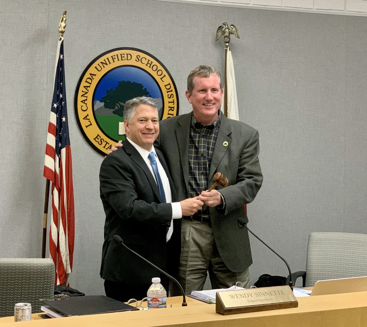 The gavel has been passed! Joe Radabaugh becomes the new LCUSD Governing Board President. Thank you to Brent Kuszyk for your year of service as President.