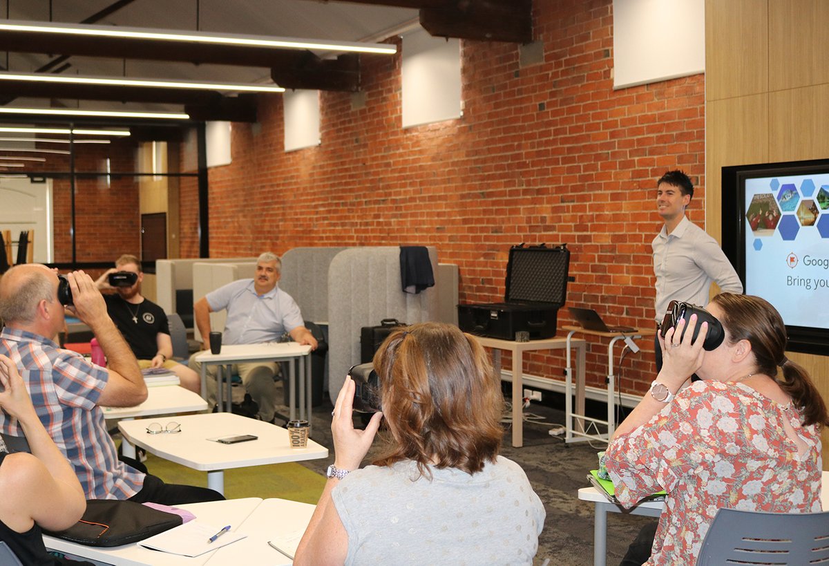 Lumination_Tech's tweet photo. Today at the Temple Christian College PLD day we taught staff how to blend  VR &amp; AR consumption and creation into their curriculum as well as how to introduce coding into their classes through the use of drones. #STEM https://t.co/vjizTPxWQh