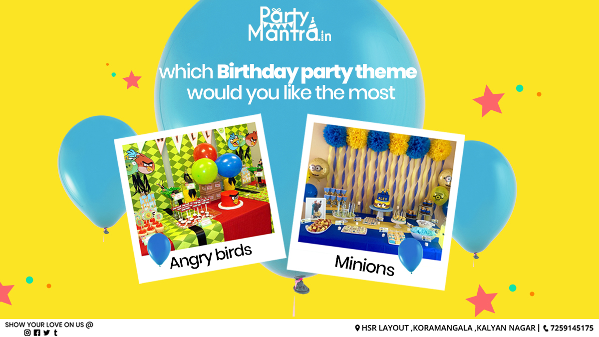 PartyMantra's tweet photo. Which Birthday Party Theme Would You Like the Most and Comment Below 👇
#partymantra #bithday #birthdaytheme #theme #angrybirds #Minions #birthdaygirl #birthdayboy #party 
#partymantra #WednesdayVibes #Christmas #returngifts https://t.co/2KAKJXMmSl