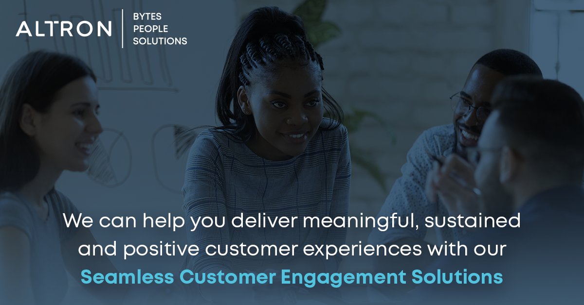 AltronPS's tweet photo. Improve your ROI and gain valuable insights from your client base. Transform your customer engagement strategy through seamless Customer Engagement Solutions by Altron BPS #therewhenitmatters #altronbps https://t.co/xmDc0mlN7g https://t.co/5XG8wKrWbv