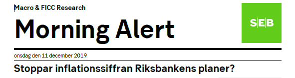 God morgon! Spännande dag med bl a räntebesked från Fed och svensk inflation för november. PPM-flödet går idag och det brukar normalt följas av en starkare krona de kommande veckorna. Läs morgonens Morning Alert här! webapp.sebgroup.com/mbs/research.n…
