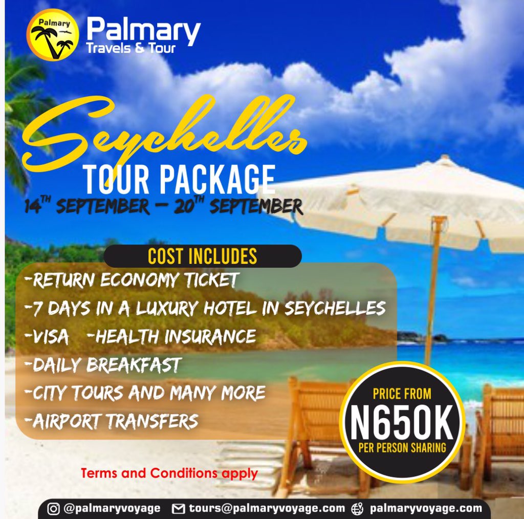 You can travel to Seychelles 🇸🇨 today without any visa 😱🥺💃🏽💃🏽
DM us for affordable vacation packages
#palmaryvoyage #lagos #abuja #resourcefultravel #destination #dream_spots #trending #awesomedreamplaces #instaworld_love #travellers #bbcscotdebate #HappyBirthdayArya