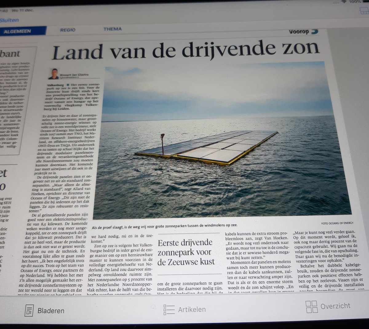 Mooie innovatie van bedrijf <a href="/_oceansofenergy/">oceansofenergy</a>  dat gevestigd is op voormalig vliegveld Valkenburg. Nu voor de Zeeuwse kust. Binnenkort ook hier?