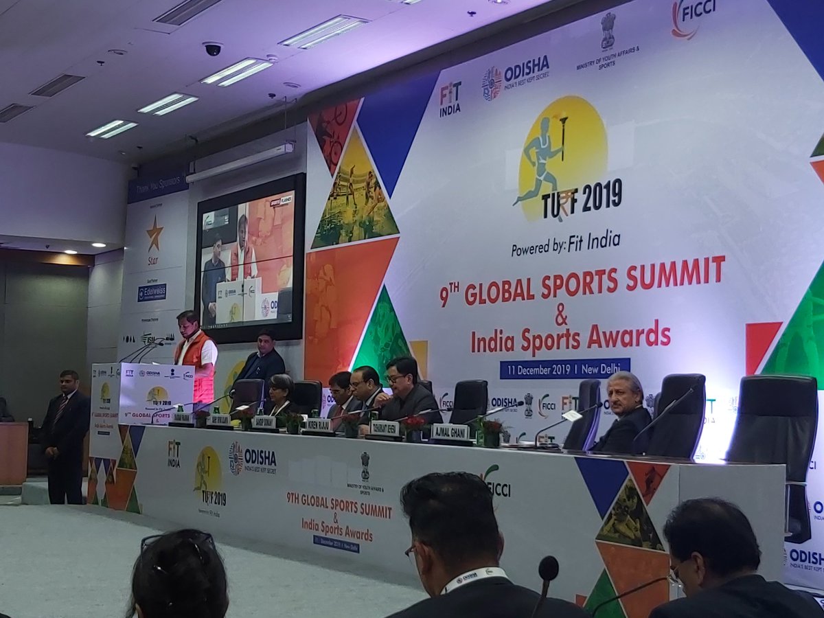 Shaji4Football's tweet photo. Hon'ble Sports Minister @sports_odisha @btushar02 highlighted how Odisha Govt have leveraged sports to build brand Odisha @odisha_tourism at #FICCi #TURF2019 https://t.co/gcQEIPwLWR