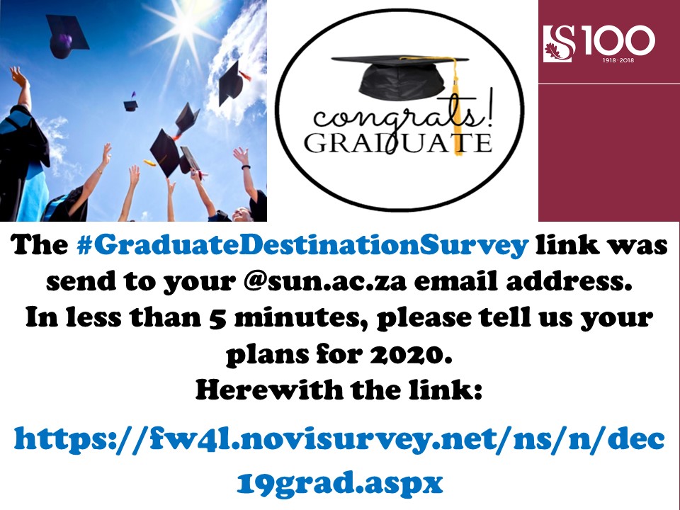 #MatiesGraduate2019🎓 👨🎓👩🎓 #GraduateDestinationSurvey
LINK: fw4l.novisurvey.net/ns/n/dec19grad…  
#2020Plans #2MinSurvey
Tell us more #MatiesCareers #UnitForGraduandCareerServices