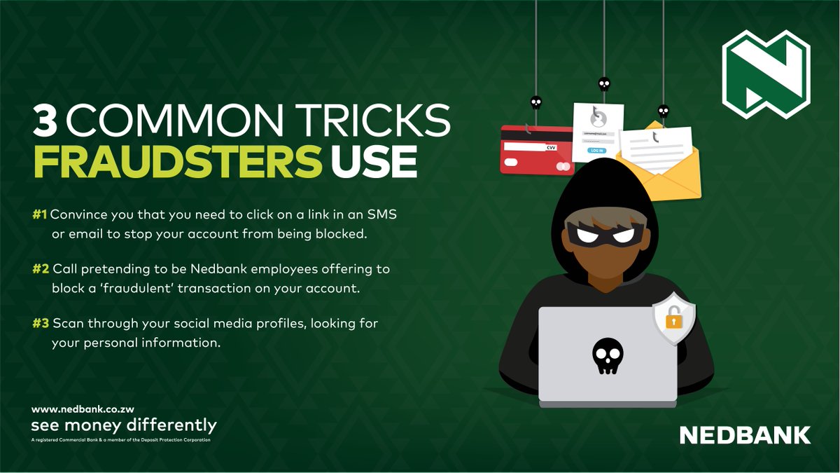 NedbankZimbabwe's tweet photo. Be alert this festive season so you do not fall prey to fraudsters. #MidweekTips #SeeMoneyDifferently https://t.co/FRptma7OXP