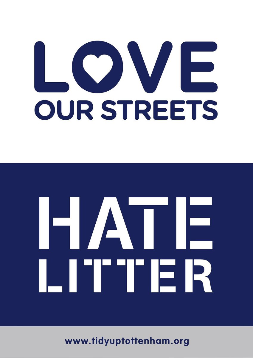 After feedback from businesses &amp; residents who are devout “blues” fans, here it is - the #Spurs colours #LoveOurStreetsHateLitter poster. Need #funding for print run &amp; to spread this brand more widely but for now, an early Xmas present to you all! 
#tidyuptottenham #COYS