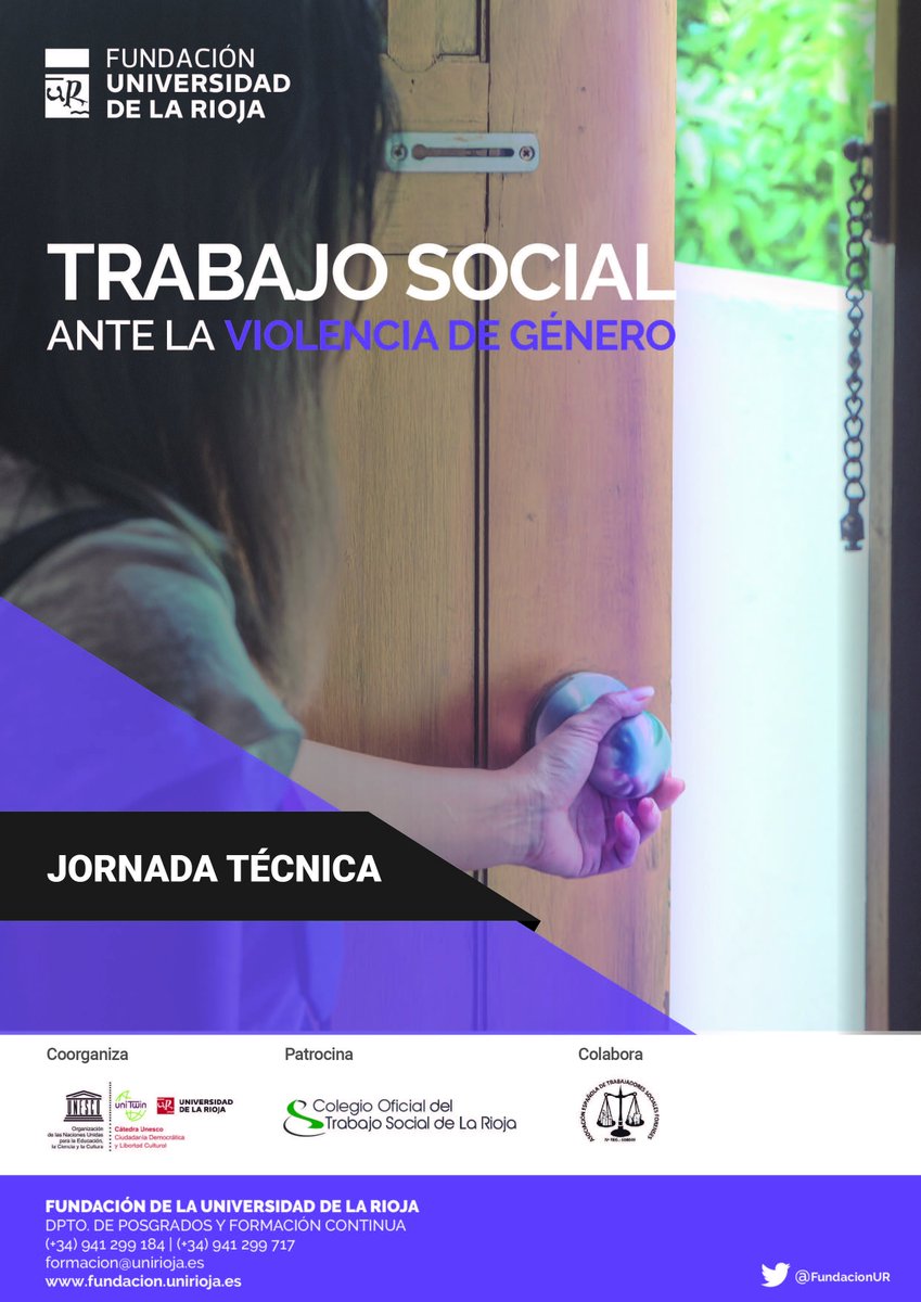 TSUnirioja's tweet photo. El próximo #Viernes13 tendrá lugar la última sesión del título #TrabajoSocial ante la #ViolenciaDeGenero dentro de la oferta formativa de @FundacionUR En horario de 10 a 14:30 te esperamos en la #SalaGrados #EdificioQuintiliano @unirioja
El programa completo en la foto 📸 https://t.co/w7agKVdwDC