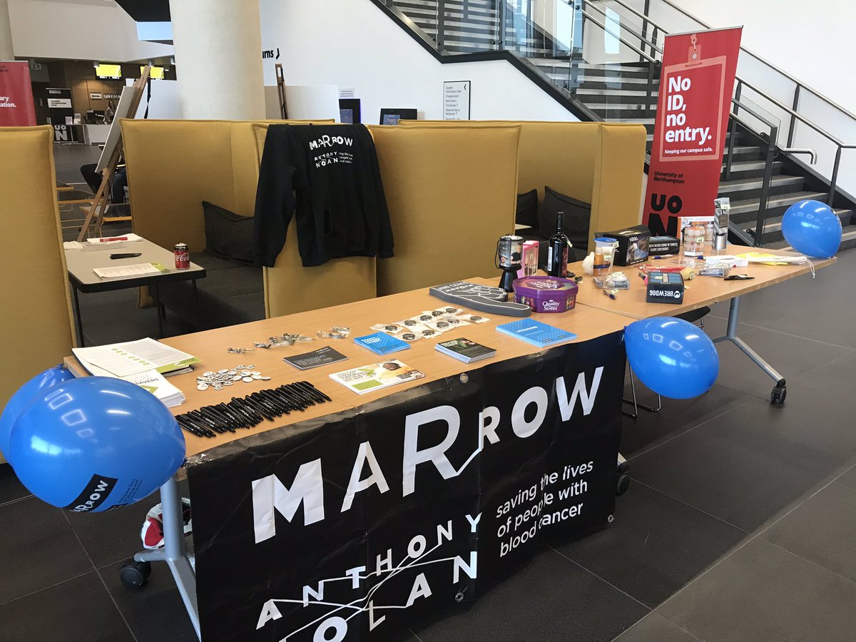 Marrow are in the ground floor of the learning hub signing up remarkable people to the stem cell donor list. We are also holding a tombola to raise lifesaving funds! Please show your support if you can :)