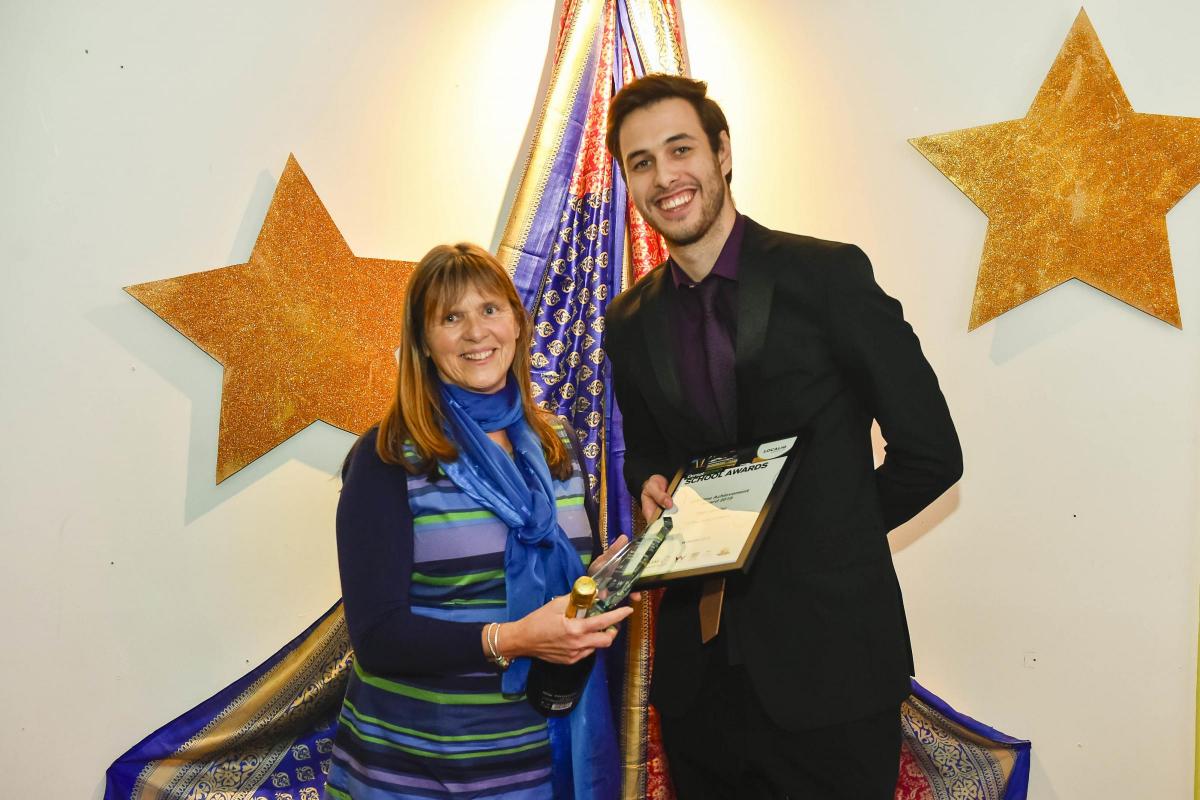 Wey_Valley's tweet image. The @Dorsetecho  School Awards, Lifetime Achievement Award was presented to Pam Govier, a teacher here @Wey_Valley, After winning her award, she said: “My heart is beating so much! I can’t believe it I’m speechless. I have always thoroughly enjoyed being a teacher.