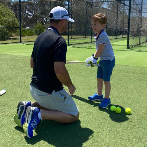 RickyPonting's tweet photo. A day of firsts; finally on social media and the first net with my son Fletcher. https://t.co/DAe79MzqKr