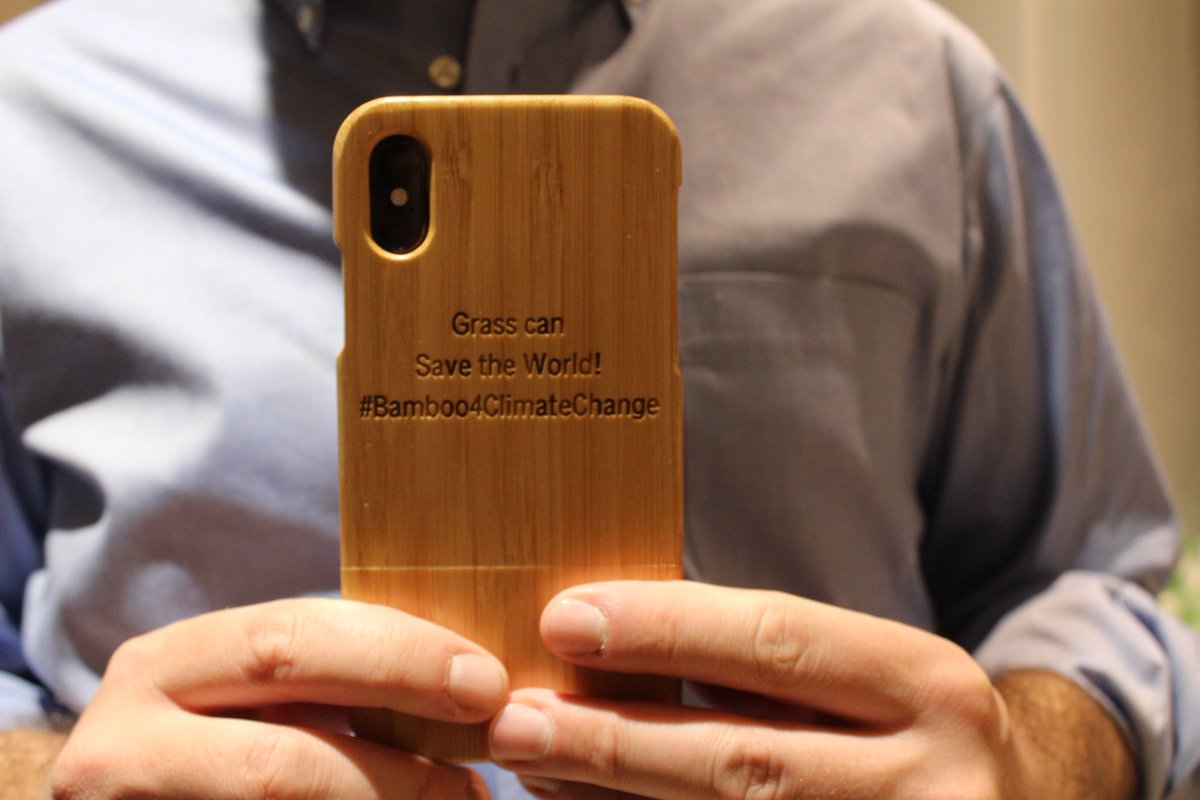 INBARofficial's tweet photo. Spotted for #bamboowatch at @COP25CL: a bamboo phone case! Another example of #thinkbamboo at the climate conference in Madrid. #bamboo4climatechange https://t.co/MnzQ5ppeET