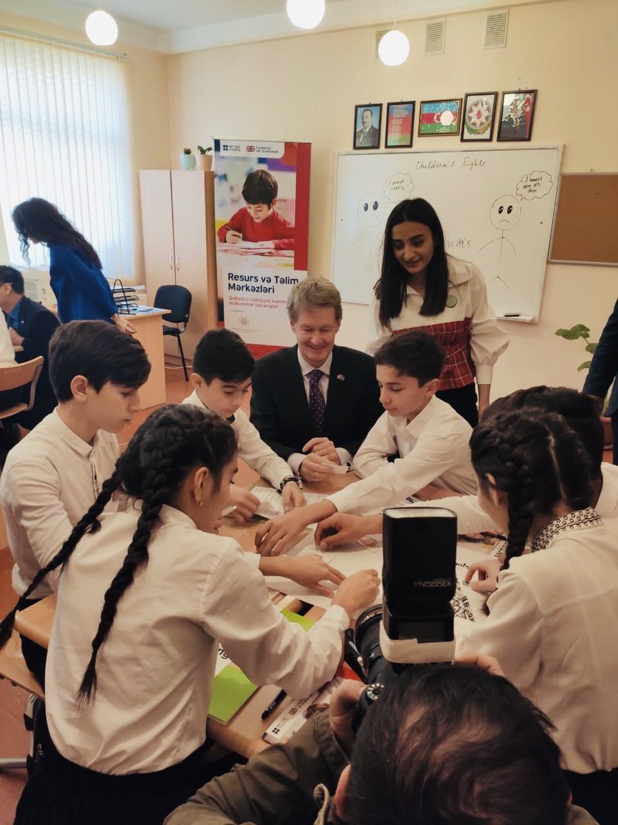 ukinazerbaijan's tweet image. Ambassador @JamesSharpFCO is in beautiful Zagatala district for the opening of another #LearningHub, this one being at Aghdam IDP school. @azBritish #ImprovedSkills #StrongerSocieties #ukcssf