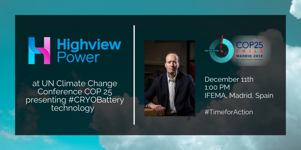 HighviewPower's tweet photo. Don't miss our CEO @CaminoCavada on Wednesday at 1pm on the World Bank panel to discuss the deployment of #energystorage in developing countries - United Nations Climate Change Conference #COP25 #TimeforAction #theworldbank #Madrid https://t.co/JXeIcZmrAP