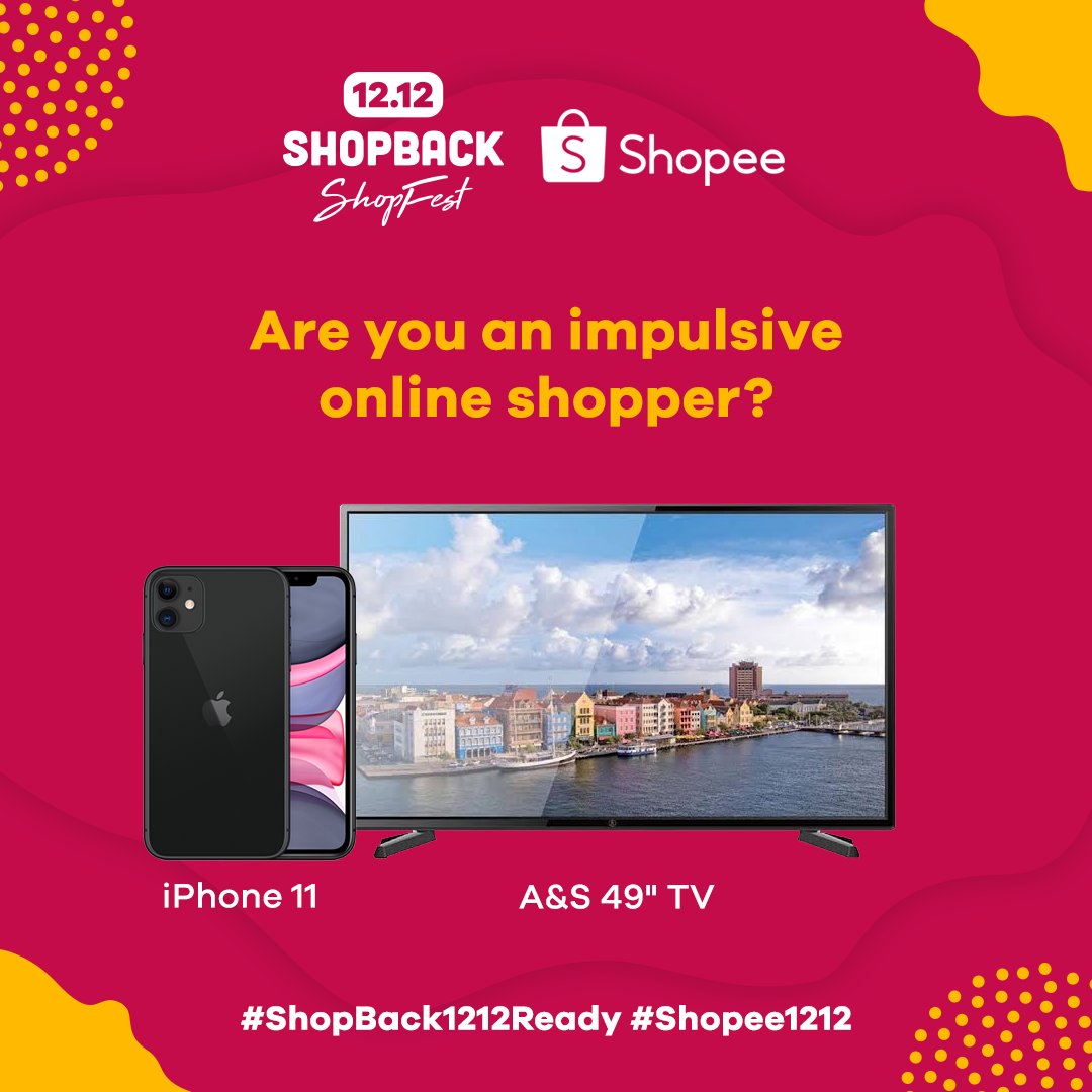 shopbackph's tweet photo. It's Shopee's Big Christmas Sale, indeed 🎁 Tweet your most  impulsive online buy and we'll select our 2 favorite answers for a chance to win an iPhone 11 and an A&amp;S 49" TV. Winners will be announced tomorrow at 12PM. Use the #ShopBack1212Ready #Shopee1212 hashtags! #giveaway https://t.co/at8MvwAStZ