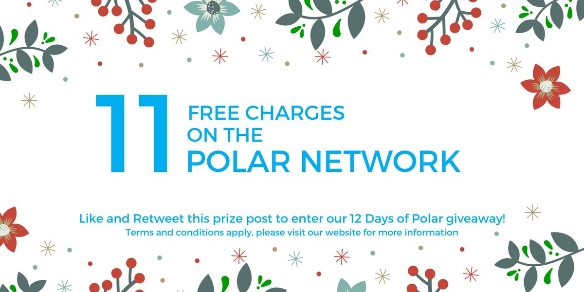 It is the 11th day of our '12 Days of Polar' giveaway and we are offering 11 free charges on the Polar network! Perfect for over the festive season 🎁 Like and Retweet this prize post to enter! 

Giveaway ends tomorrow with a Grand Prize! bpchargemaster.com/bp-chargemaste…