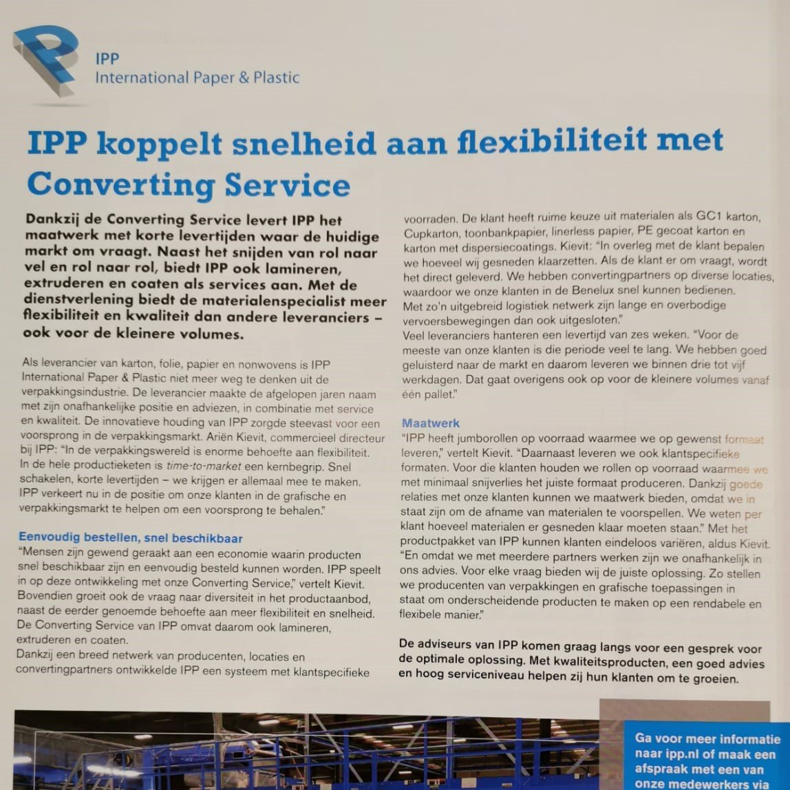 In <a href="/Verpakken/">Verpakken</a> van deze maand leest u hoe wij maatwerk koppelen aan een snelle levering met onze Converting Service. Meer weten? Neem gerust contact met ons op. #vouwkarton #kraftpapier #maatwerk #passionforpackaging