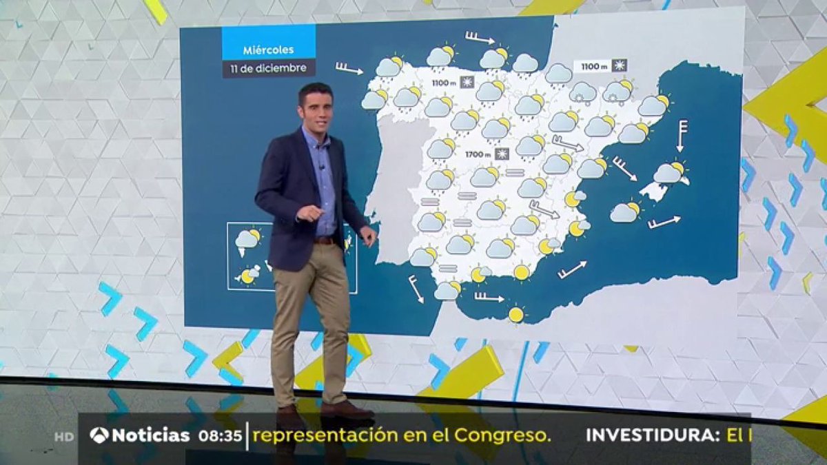 ElTiempoA3's tweet photo. LA PREVISIÓN: Este miércoles descienden las temperaturas con vientos fuertes en el Cantábrico ⛄🌬 ► https://t.co/5xcNtINWQE https://t.co/2thV9PzjfV