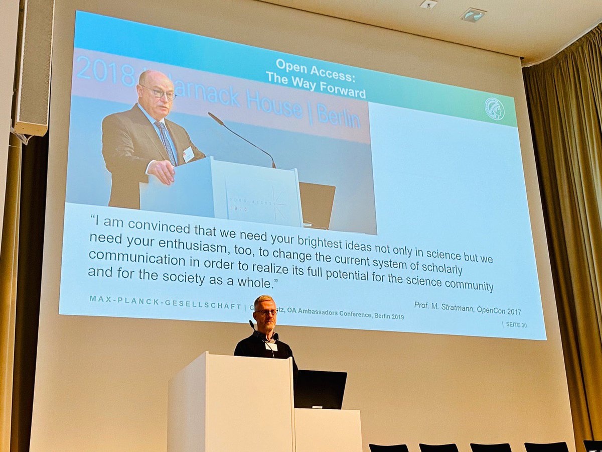 OAAmbs's tweet photo. Georg Botz @maxplanckpress reviews the highlights of the journey towards #openaccess and what is still to come https://t.co/j68toisjKH