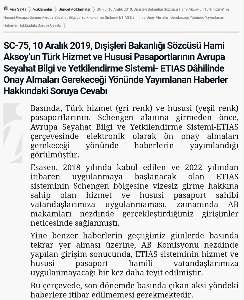 pasaportum's tweet photo. TC Dışişleri Bakanlığı, “Yeşil ve gri pasaport sahiplerinin Schengen Bölgesi’ne girişte ön onay alacağı haberleri doğru değildir" şeklinde bir açıklama yaptı. https://t.co/mkFh2vc0Ip