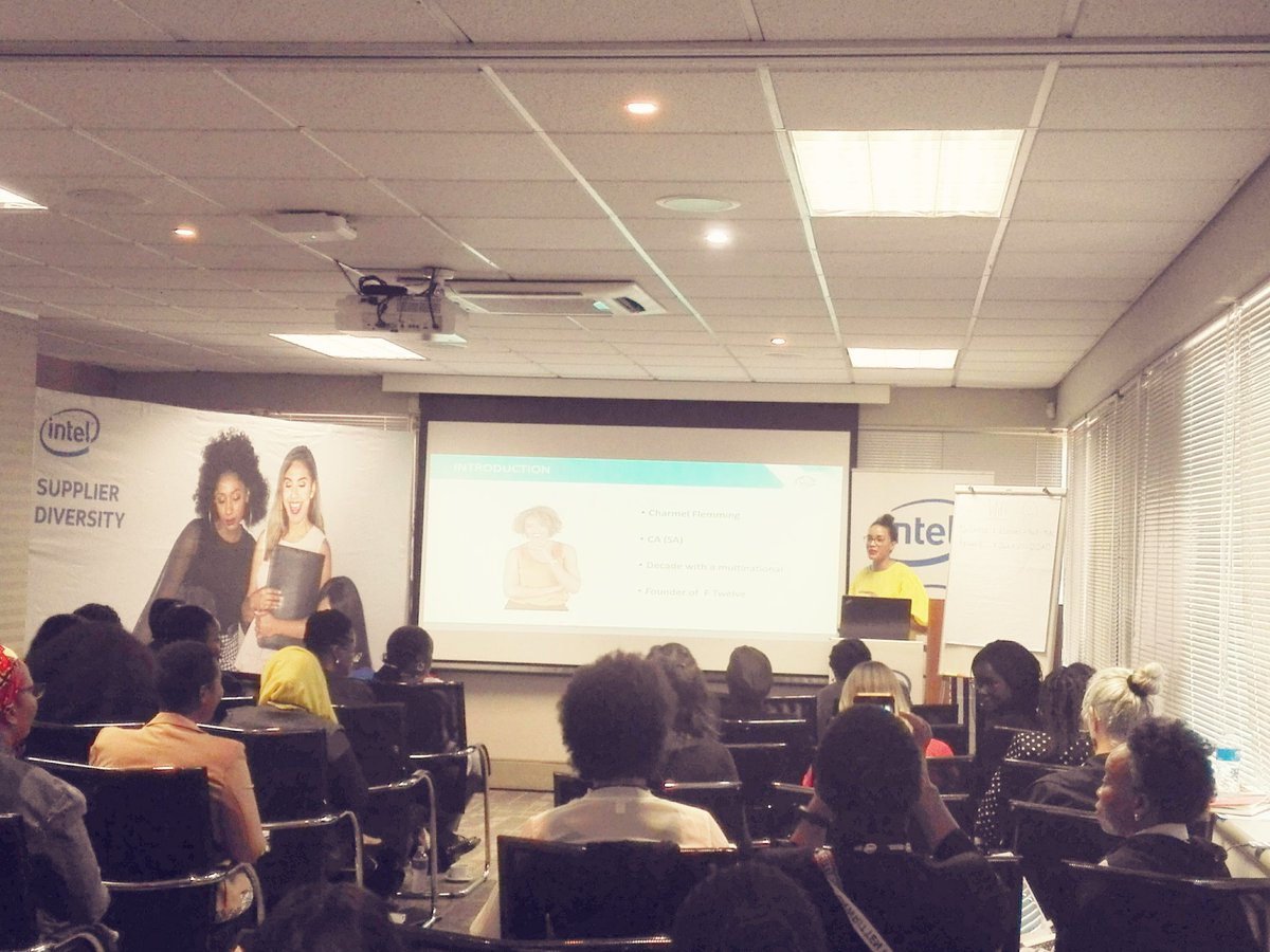 WEConnect_SA's tweet photo. Next up is #WBETrainer Charnel Flemming owner and founder of F Twelve who will be facilitating the "Financial Management" session at the #IntelSDWorkshop @Intel_Africa https://t.co/6bqVRsAZBn