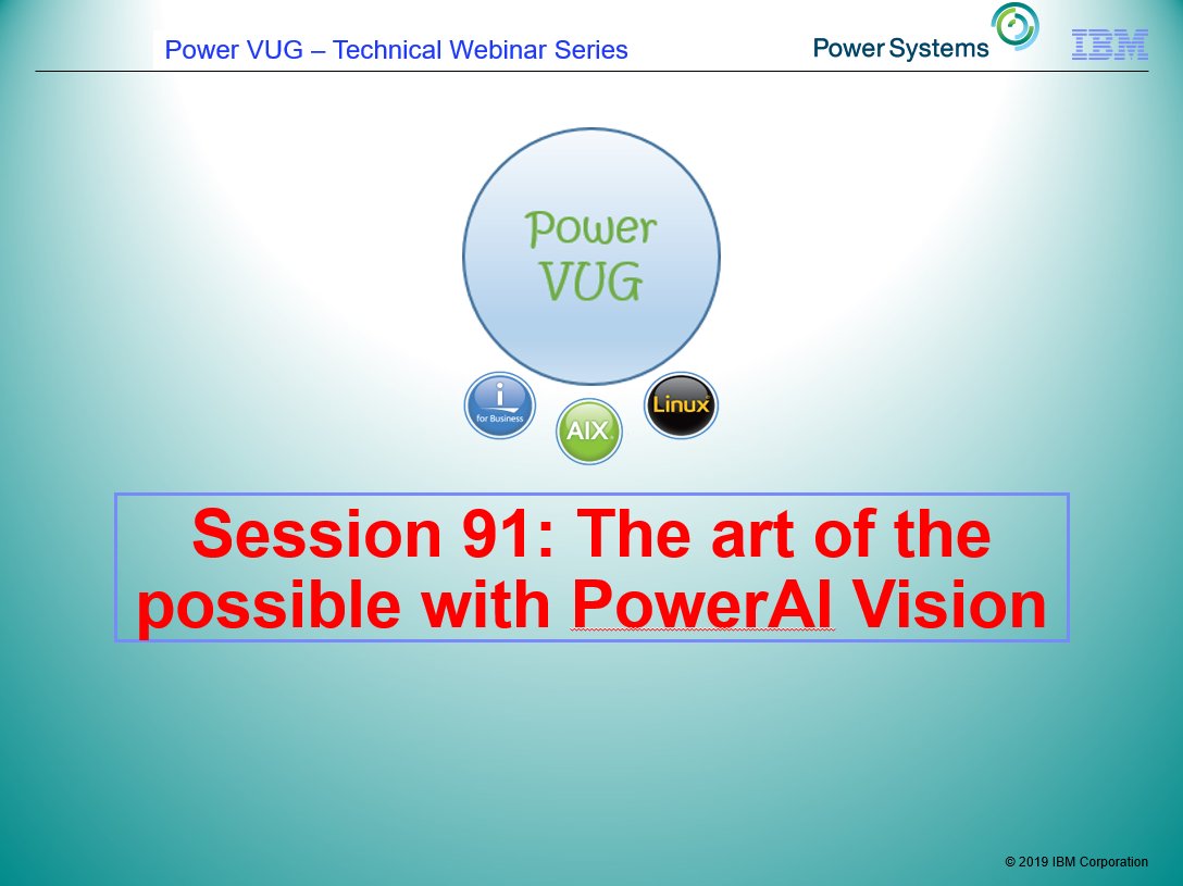 JyotiDodhia's tweet photo. In 1 hr> 11th Dec 10am UKtime> #PowerVUG Webinar: The art of the possible with PowerAI Vision with Sean Greaves .
Get started easily & quickly with #PowerAIVision & discover what is possible via fun examples and demos.
https://t.co/aV1Q4aRMSb
#PowerSystems #DL #AI #AC922 https://t.co/X6wenA1m0R