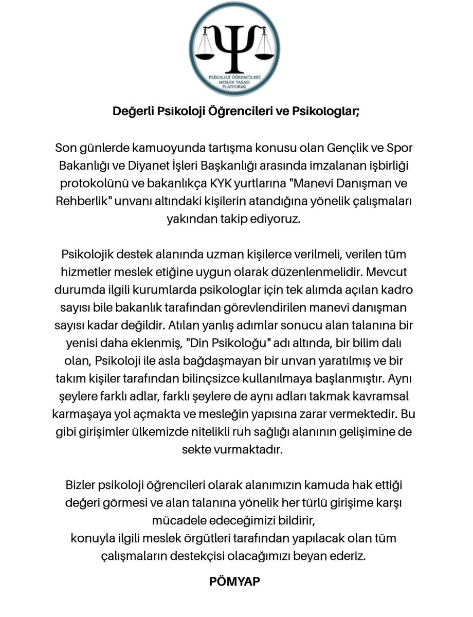 pomyap's tweet photo. PSİKOLOJİ ALAN İHLALLERİNE DUR DE! #Pömyap #AlanTalanınaDurDe #MesleğineSahipÇık https://t.co/rGWQRwZzyp