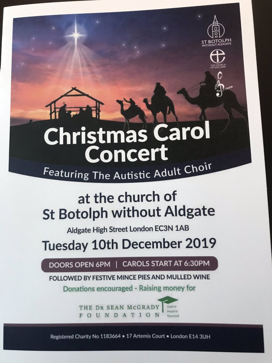 TAAC_choir's tweet photo. Congratulations to TAAC members who sang in last night’s Carol Service. Great job! 💫#autisticadultchoir #carolservice #thedrseangradyfoundation #stbotolphwithoutaldgate https://t.co/VU1sTfVf4t