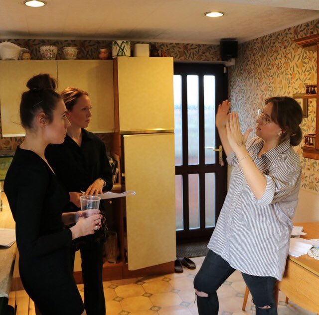 LucindaSinclai1's tweet photo. #BTS at the script read and rehearsal on location before filming ‘Pink Orange Red’ #shortfilm https://t.co/rbbZHH2lKp