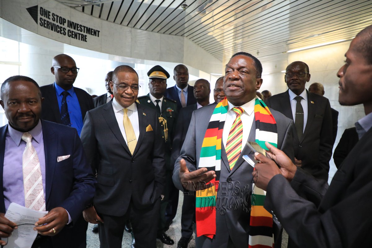 ZimpapersI's tweet photo. President Mnangagwa &amp; his Vice Presidents Constantino Chiwenga and Kembo Mohadi tour The Zimbabwe Investment and Development Agency (ZIDA) offices in Harare this morning, Dec 11, 2019.-Pictures: Tawanda Mudimu @HeraldZimbabwe @SundayMailZim @SundayNewsZimba @williamchikoto https://t.co/eIx7Fc3wSS