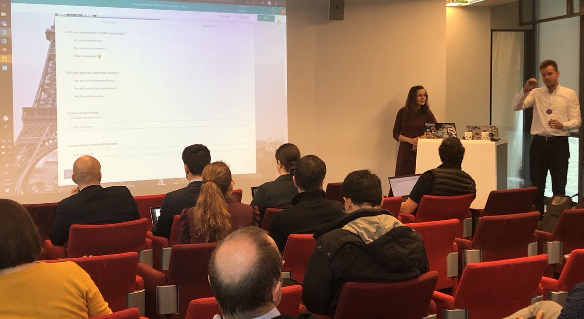 SP_twit's tweet image. Optimize your IT processes with #MicrosoftForm. Demo of the diff btw free/pro versions by @EdytaGorzon and @TomaszPoszytek from 🇵🇱 at #MWCP19