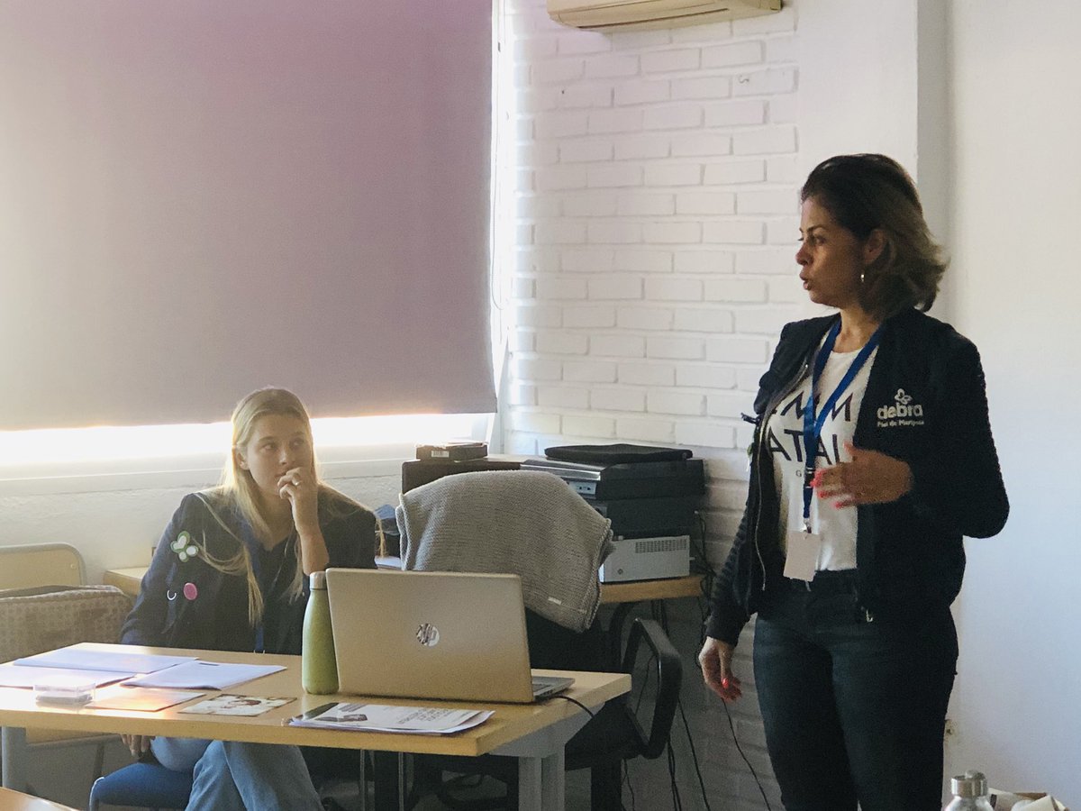 EICMarbella's tweet photo. Supporting Debra. Charo speaking to our 6th form students about their inspiring charity work #eicyearofaction #debra #charity #butterflyskin #SeeMeNotEB #fundraising #volunteering #commitment https://t.co/mVKXpSzwWS