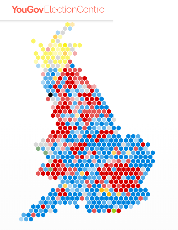 thefarukpatel's tweet photo. YouGov's latest (and final) Constituency estimates.

What is wrong with this country!? #GeneralElection19 #VoteLabourDec12 https://t.co/6DhSh4ZaZV