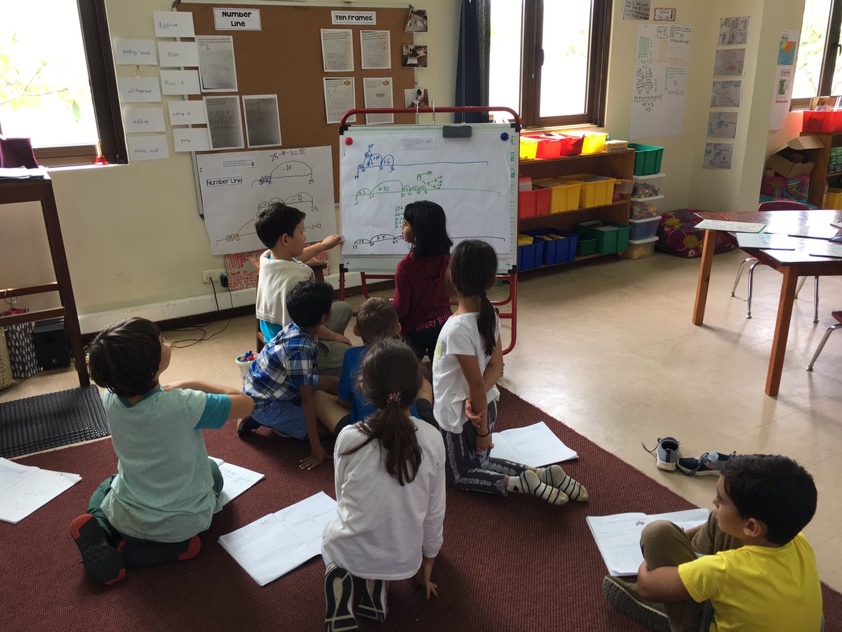 RaquelSmithdos1's tweet photo. Learners sharing their thinking with each other, questioning for understanding and showing flexibility with numbers. #AISMlearns https://t.co/UBrbSIlXer