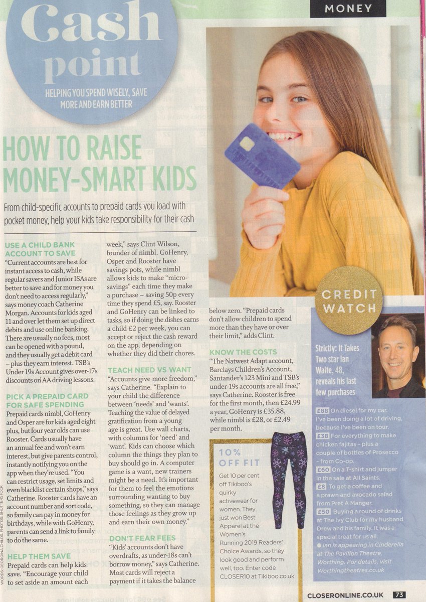 Great to be featured in @CloserOnline's article on #kidsprepaidcards by @girlgeorg1 with savings tips from nimbl's CEO @ClintPayments 💳📖#moneysmartkids #pocketmoney #saving