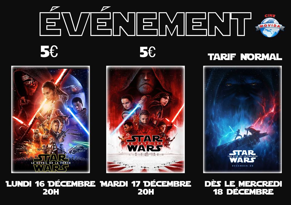 Revivez Star Wars 7 au cinéma ce soir, suivi de Star Wars 8 demain soir. 20h00, 5h la séance !
