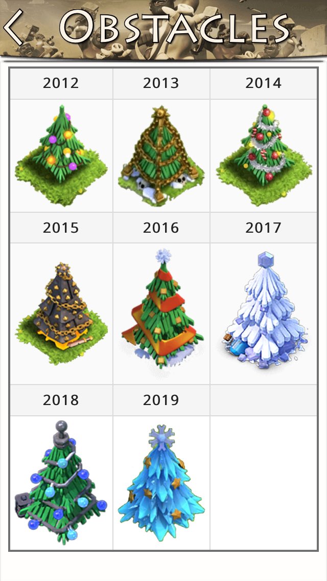 clash of clans christmas trees 2020 House Of Clashers On Twitter Here Are All Christmas Trees Since 2012 Which One Is Your Favorite Clashofclans clash of clans christmas trees 2020